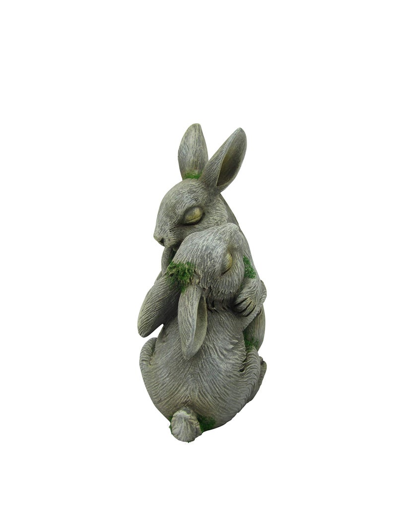 Comfy Hour Farmhouse Collection Resin 6" Embracing Rabbits Statue Garden Decoration - Image 2